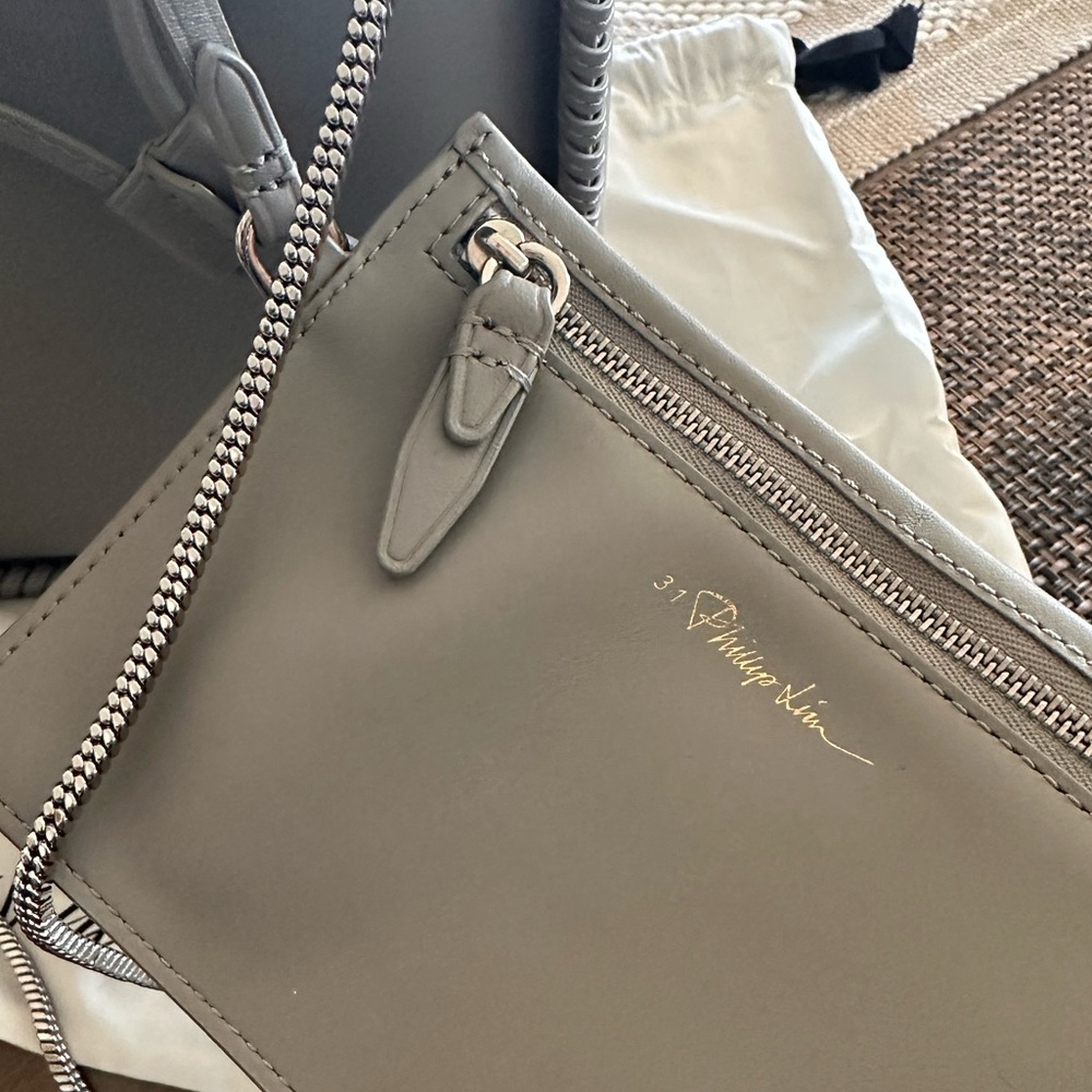 Philip Lim 3.1 grey Soleil bucket bag size small crossbody top handle leather - Picture 4 of 12